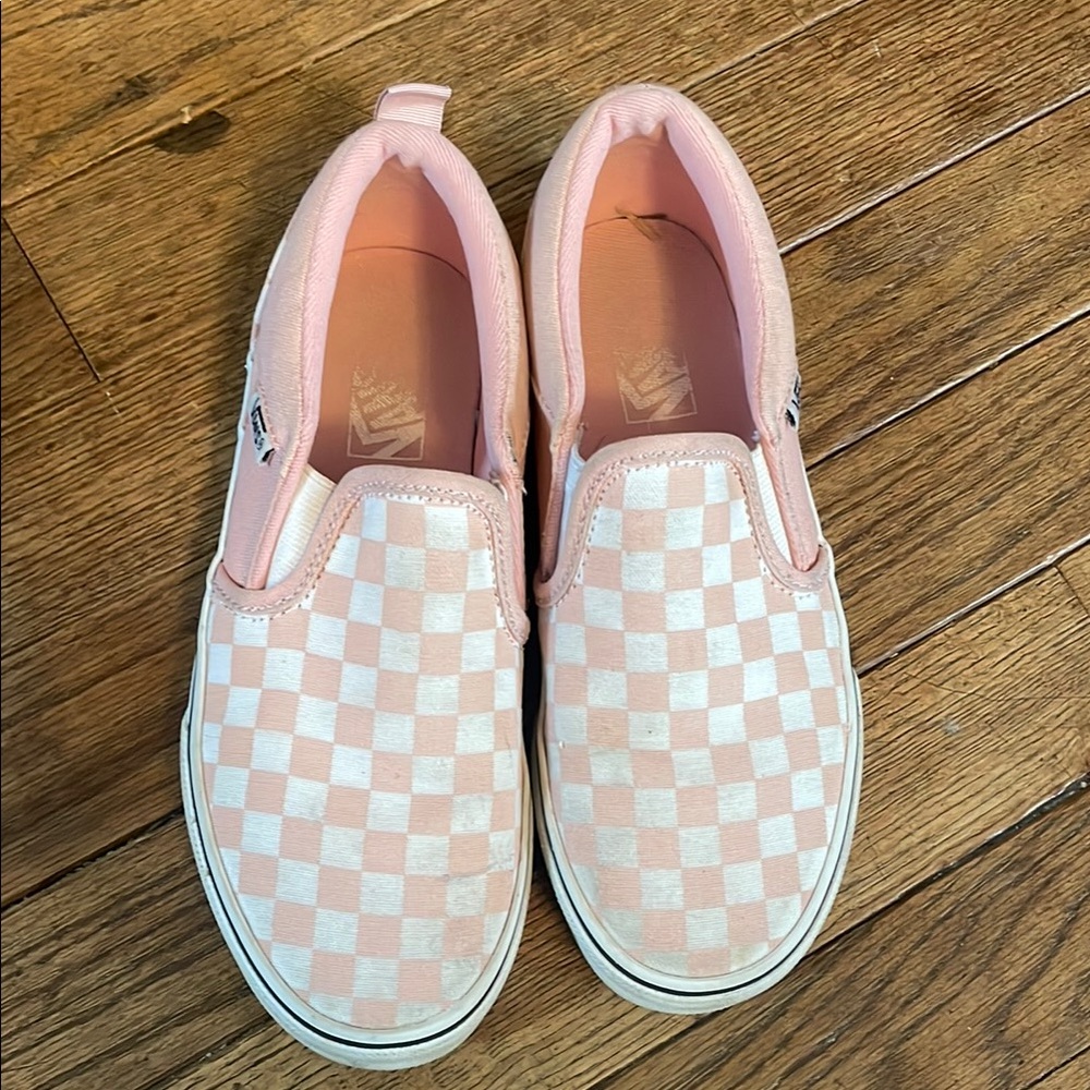 Vans Kids Pink Checkered Slip-On Shoes